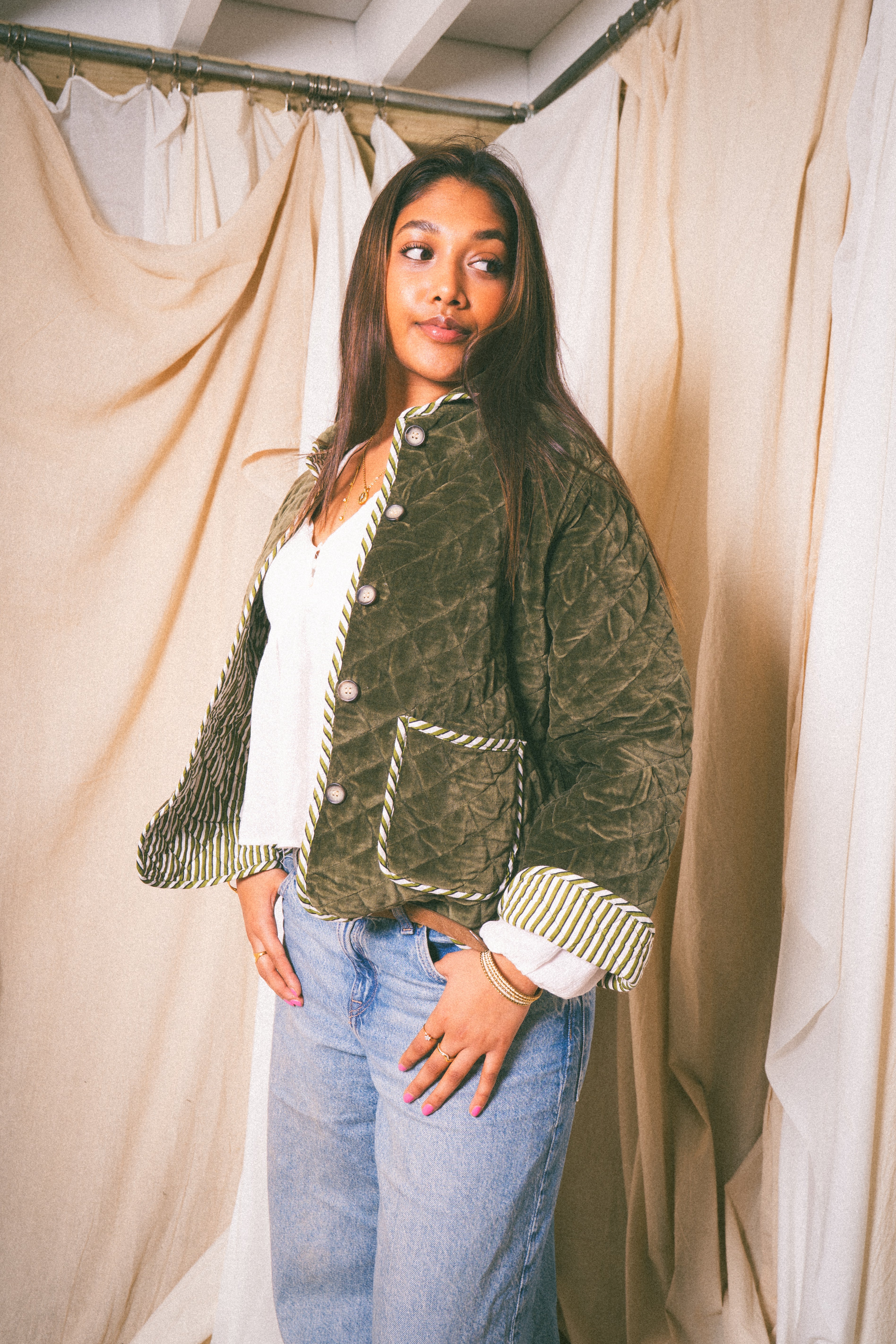 Green Burford Velvet Jacket - Levuroy